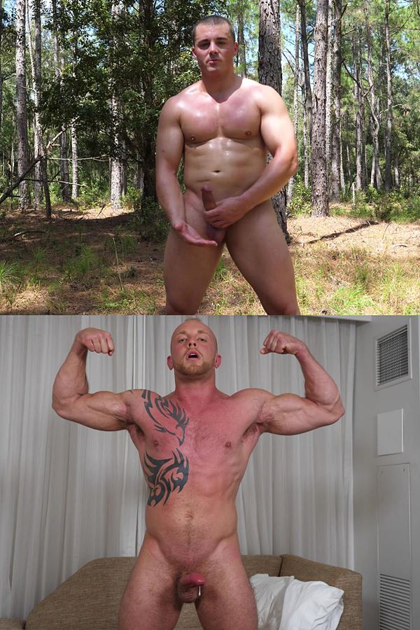 Theguysite - masculine military straight beefcake Lucas and inked hung stud Ryan Faulkner strip down to show their naked muscular bodies before they jerk off for the first time on camera 01