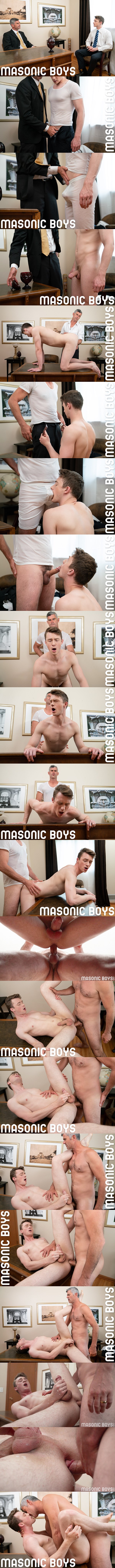 Masonicboys - handsome hung daddy Master Oaks (aka President Oaks) barebacks twink Cole Blue before he fucks the cum out of Cole and creampies him in The Calling 02
