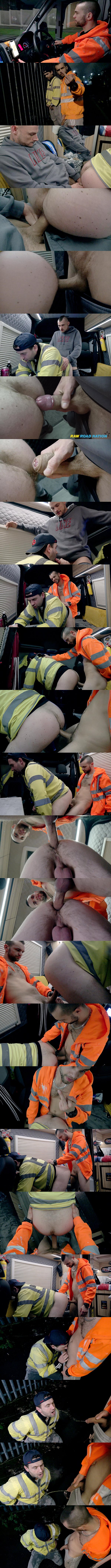 Rawroadnation - construction workers Tony Parker and Mikey Lee bareback and creampie an anonymous truck driver in Frothed Up Cum-Bucket Double Filled With Whizz Dripping Cocks 02