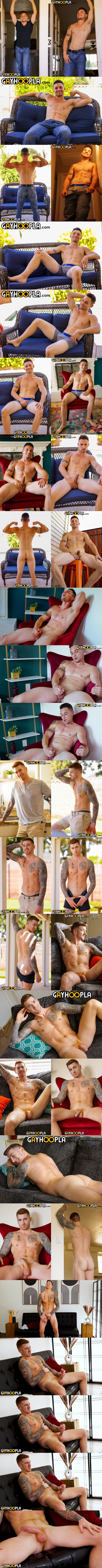 Gay Hoopla - lean fit straight jock Darian Tyrell and handsome redhead inked stud Justin Rains get naked and blow their loads 02