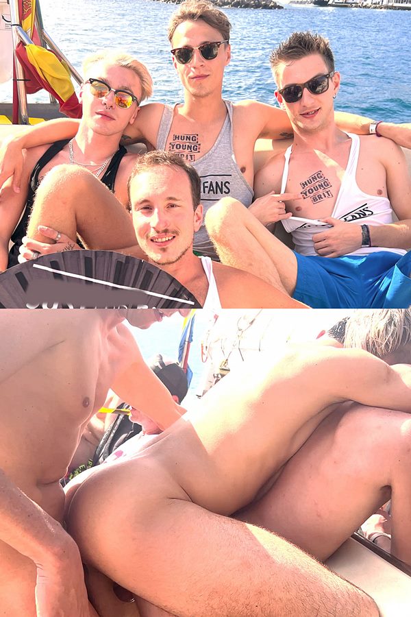 Hung Young Brit - UK gay porn stars Danny Twink, Joshy Boy and some strangers have a raw orgy at Sex-Crazed Public Boat Party 01