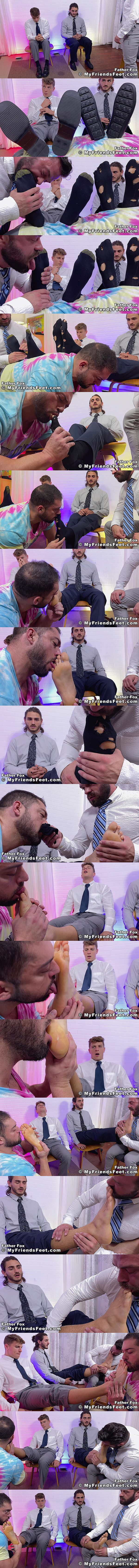 My Friends Feet - masculine daddies James Fox and Monstah Mike worship straight dudes Darius and Cyrus' socks and bare feet 02