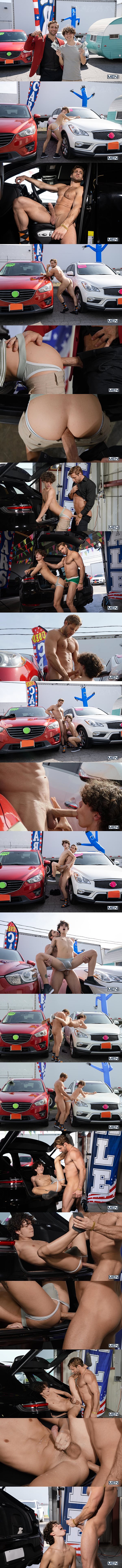 Men - hung manly car salesman Dom King barebacks cute lad Sam Ledger until he fucks the cum out of Sam in Good Rubber Part 1 02