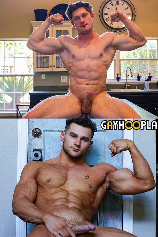 Gay Hoopla - ripped muscle hunk Justin Sharp and hot straight bodybuilder Zack Dickson jerk off for the first time on camera 01