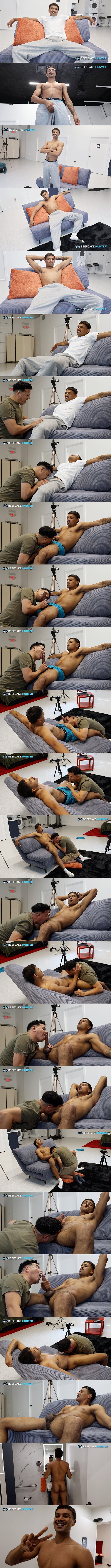 Beefcake Hunter - hot newcomer, straight hunk Marlon serviced by a man for the first time in Servicing a Sexy Personal Trainer 02